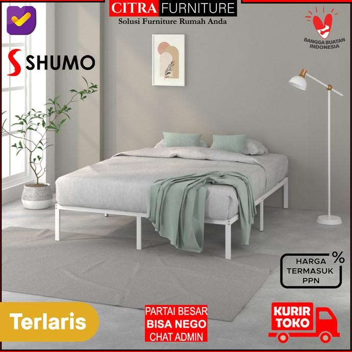 SHUMO DIPAN RANJANG BESI MINIMALIS KNOCK DOWN BED IN A BOX 160 X 200 ORIGINAL DAN TERPERCAYA