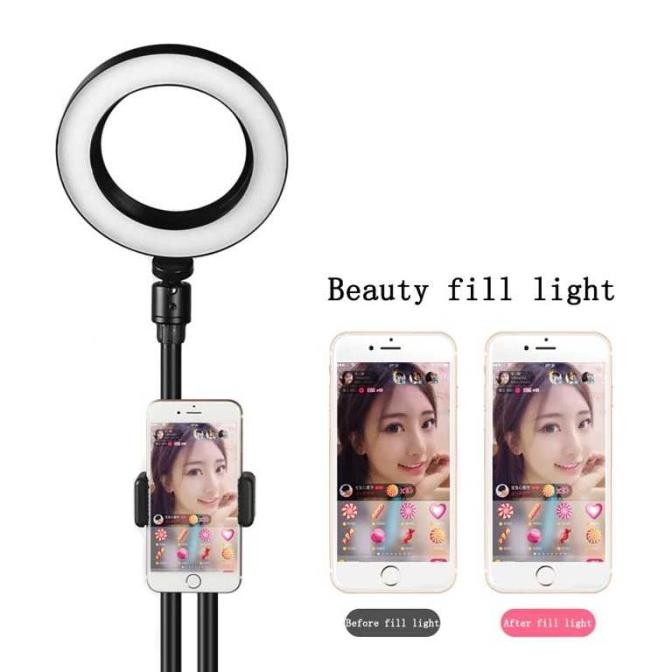 Tripod Stand Tiang Holder HP Boom Arm Lampu Ring Light Smartphone Live