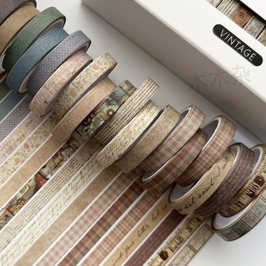 

Thin Split Line and Paper Adhesive Tape Plaid Vintage Journal Tape