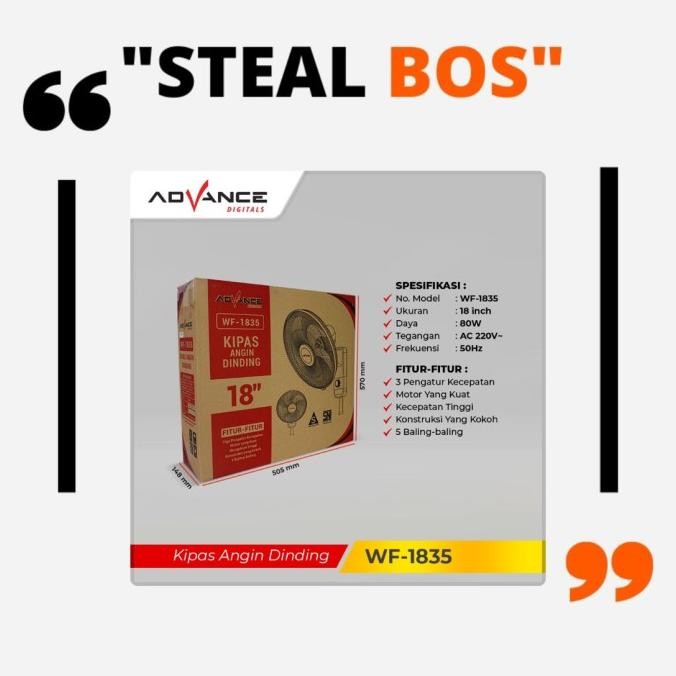 Wallfan advance 18 inch/ kipas dinding besi 18 inch advance (WF 1835)