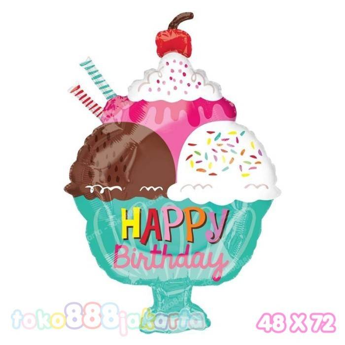 Tebaru BALON FOIL JUMBO ICE CREAM SUNDAE GELAS ES KRIM CUP Berkualitas