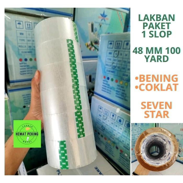 

Lakban 48mm 100y Bening Coklat 1 slop Seven Star