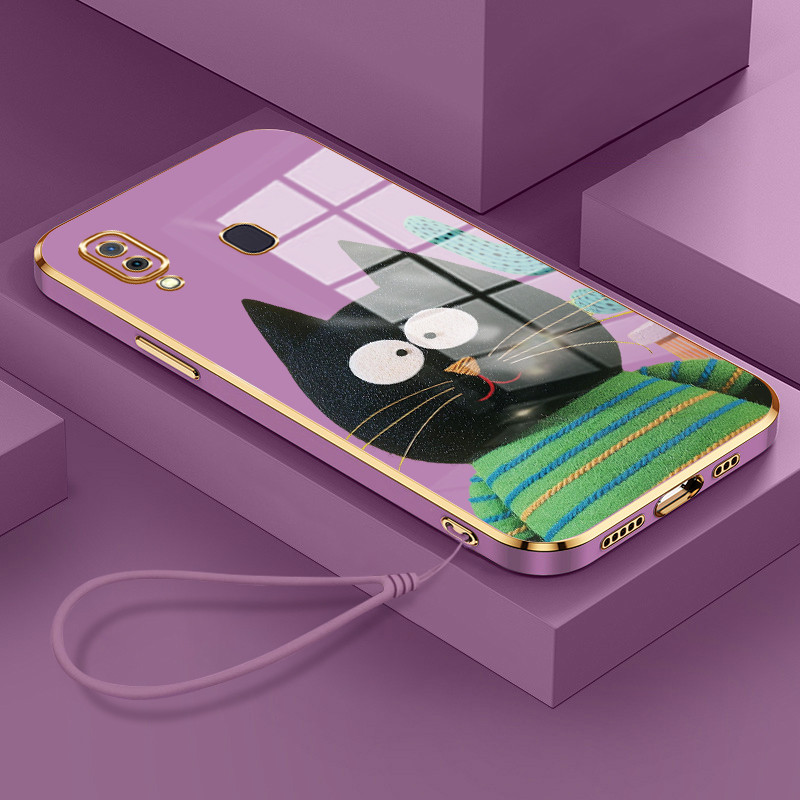 Casing Hp Untuk Samsung Galaxy A20 A30 M10s A20s A21s Case Casing hitam imut kucing Softcase sisi be