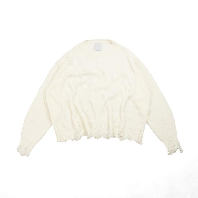 NOMADSTUDIO Reborn - White Distressed Oversized Knit Sweater Terlaris
