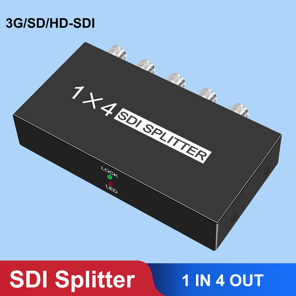 TOKOBATAKL SDI Splitter 1X4 SDI Distribution Video Converter 4 Port Support SD/HD/3G-SDI 1080P for C