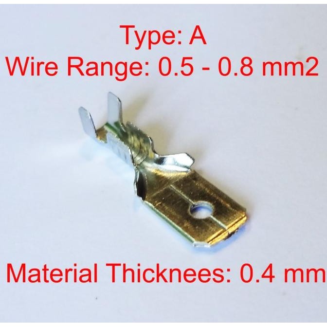 cusss order] Skun Kabel Male Gepeng 6,2x19.8mm. Tipe A. Ukuran kabel 0,5-0,8 mm2