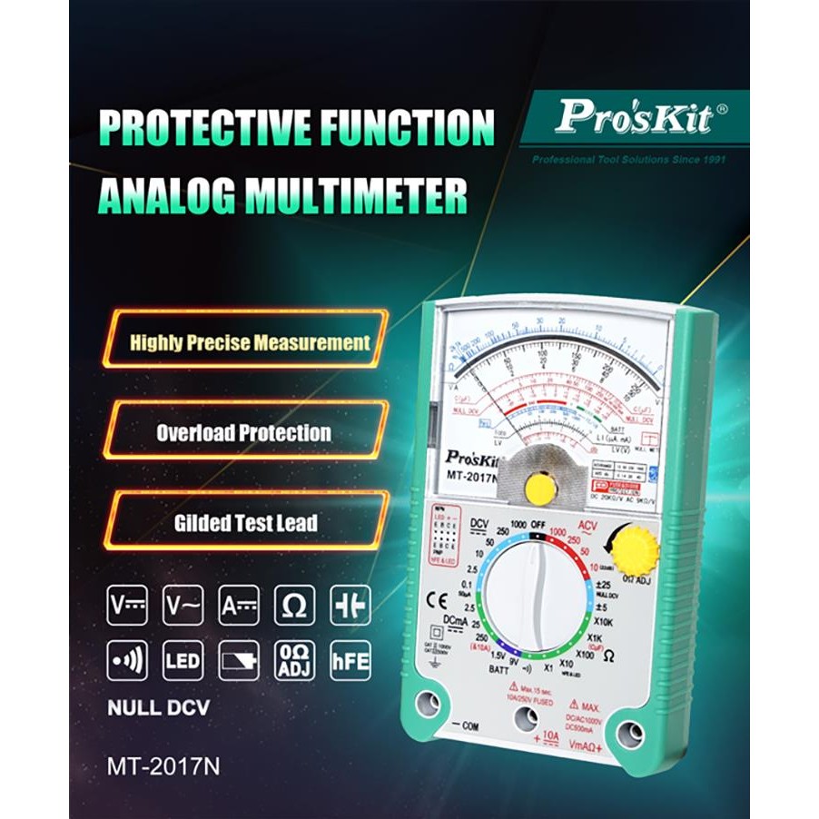 MADURAJAYYA Pro'sKit MT-2017N Protective Function Analog Multimeter dial Robust protective holster a