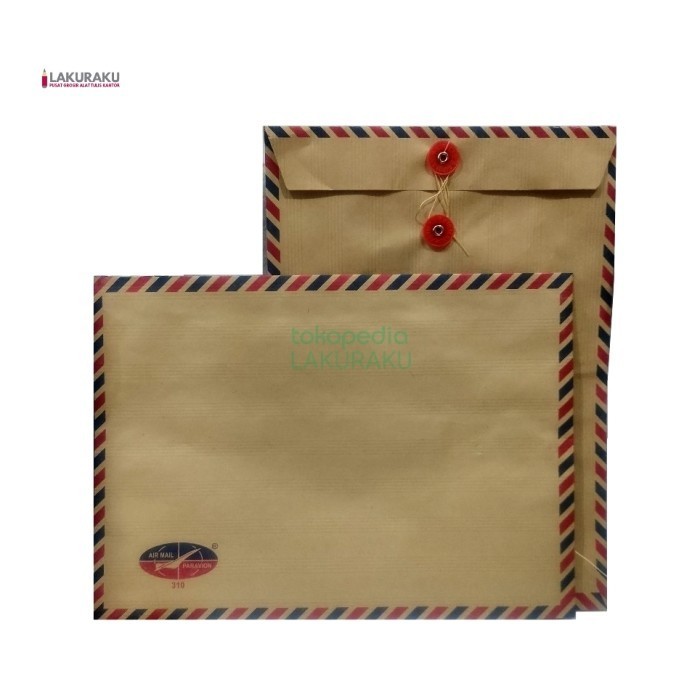 

Amplop Cokelat Tali Airmail Folio F4 310 Paravion Per 1 Pak 50 Pcs Termurah