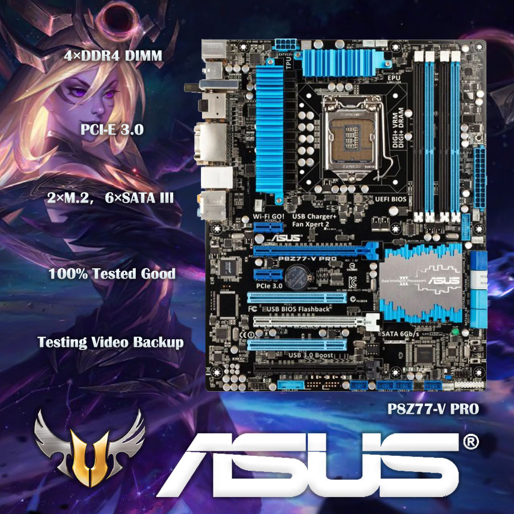 AQS Used ASUS P8Z77-V PRO LGA 1155 Intel Z77 HDMI SATA 6Gb/s USB 3.0 ATX Intel Motherboard