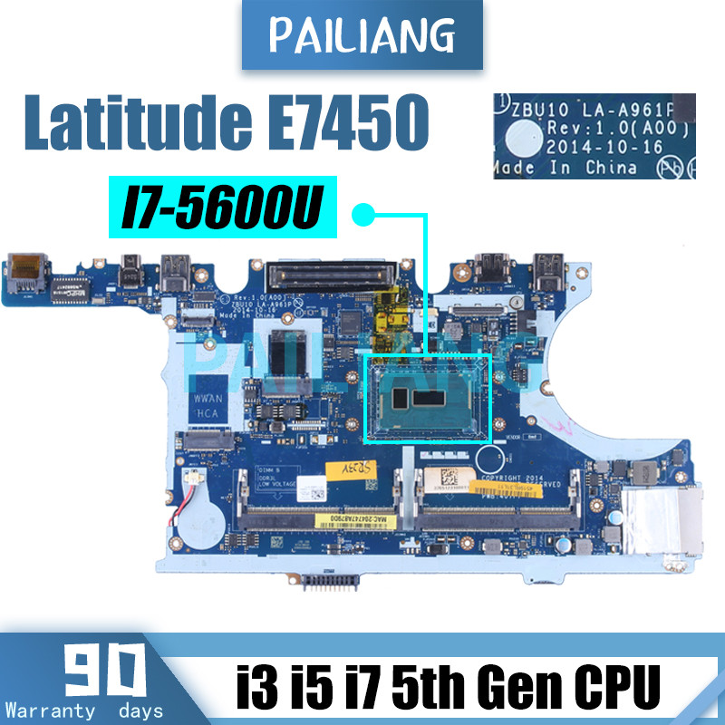 AQS I3 I5 I7 ZBU10 LA-A961P For DELL Latitude 7450 E7450 Notebook Mainboard CN-0Y15C1 0Y15C1 0R1VJD 