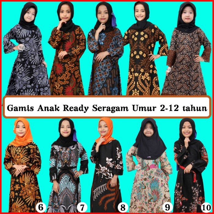 Baju Gamis Anak Perempuan Muslim Batik Kids Umur 2 Sampai 12 Tahun