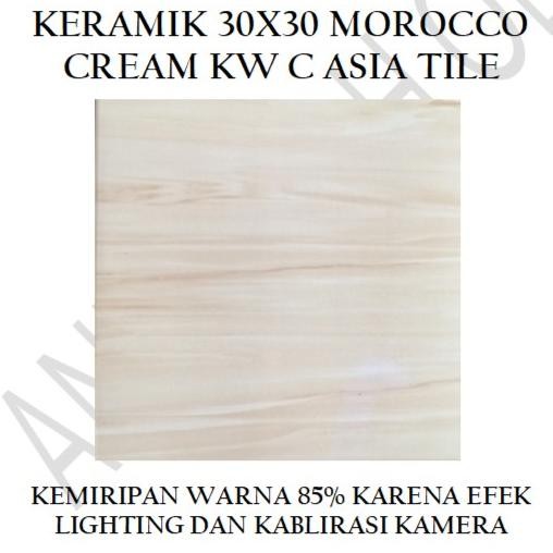 KERAMIK LANTAI 30X30 MOROCCO CREAM KW C ASIA TILE - GLOSSY Motif MARMER GOL