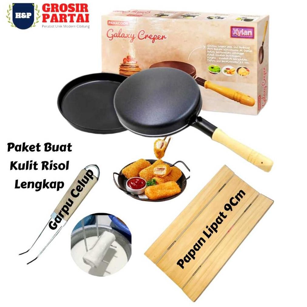 Bisa COD Paket Lengkap Teplon Kulit Risol / Wajan Teplon / Galaxy Crepers Paling Laris ||