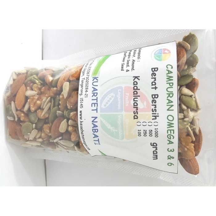 

CAMPURAN OMEGA 3 & 6 : WALNUT - ALMOND - PUMPKIN - SUNFLOWER 500 GR