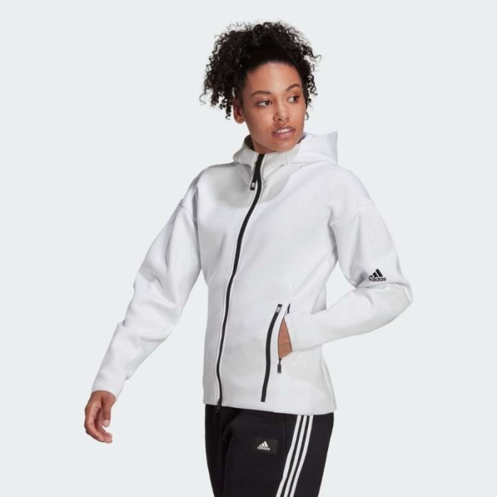 (100% Original) Adidas Z.N.E Hoodie Jaket Olahraga Wanita White Jacket Asli 100%