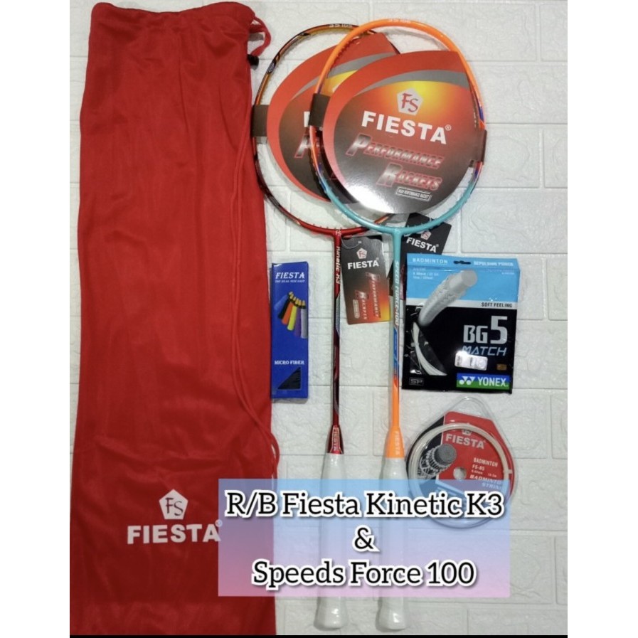 PROMO Raket Badminton NEW FIESTA FS KINETIC K3/SPEED FORCE 100 taiwan 35LBS