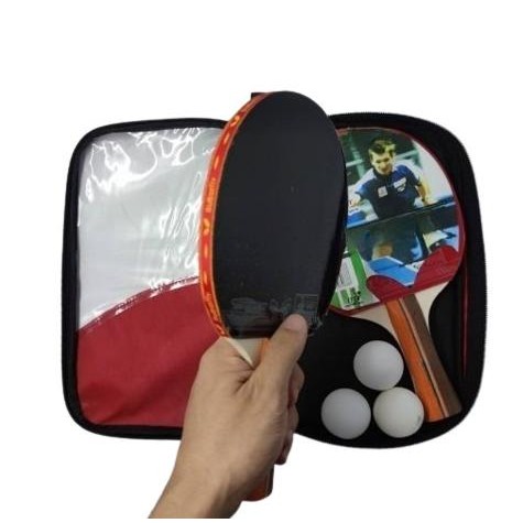 Paket Isi 2 Bet Bat Bed Pingpong Tenis Meja (Bet Tas Bola) Btf Tas Merah