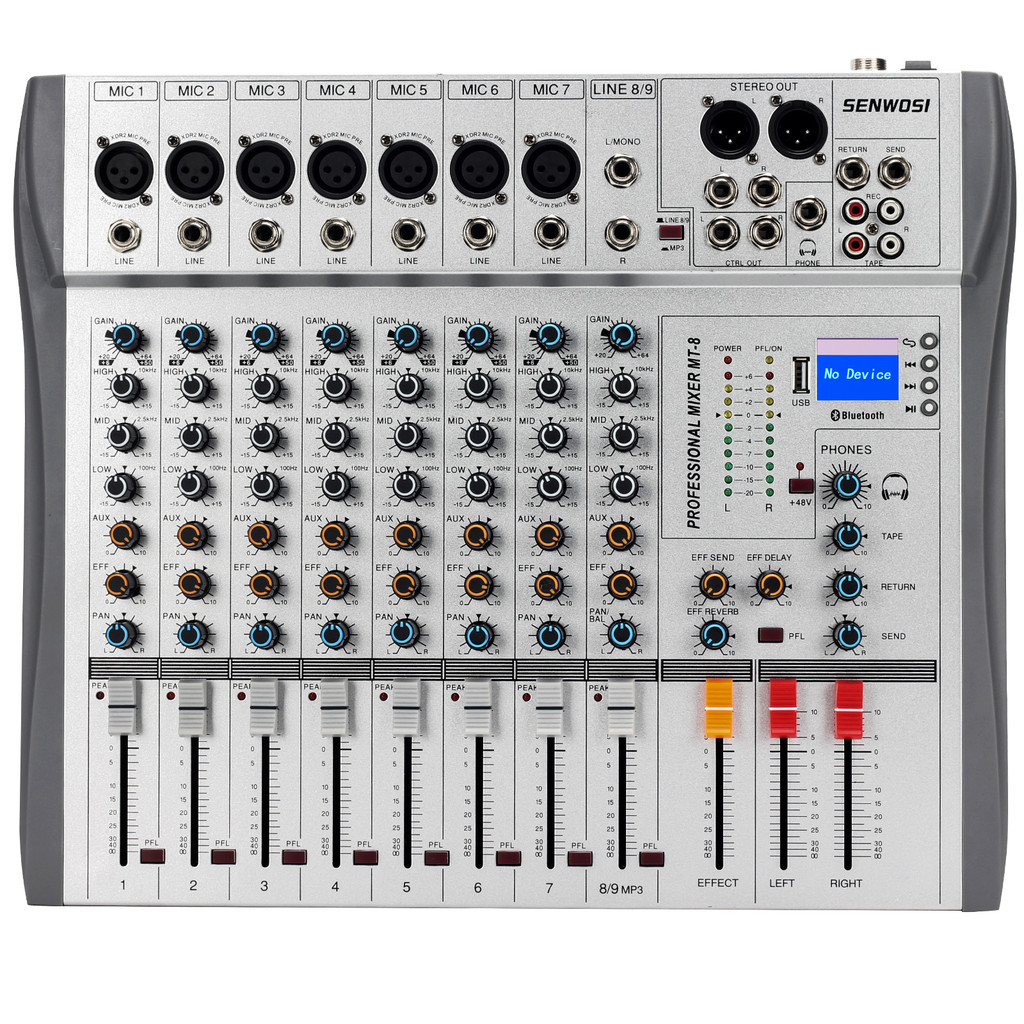 SGS SENWOSI 8-Channel Sound Board Mixer Amplifier Mixing Console USB Bluetooth Audio Interface Micro
