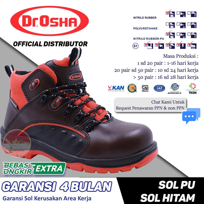 Dr.Osha Pristine Ankle Boot 3272 S1 Comp Toe Cap - Sol PU - Cokelat, 40