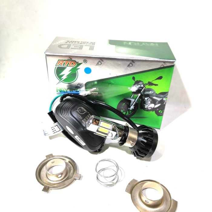 Bohlam Lampu Led utama motor 6 sisi biru plus kipas