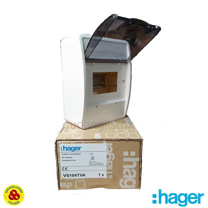 HAGER BOX MCB 4 GROUP OUTBOW TEMPEL VS104TVA TUTUP TRANSPARANT