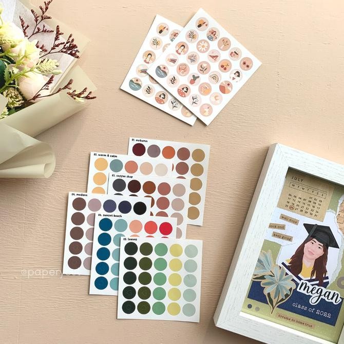 

favorit] JOURNALING - Sticker Label Dot Warna Bulat Scrapbook Journal