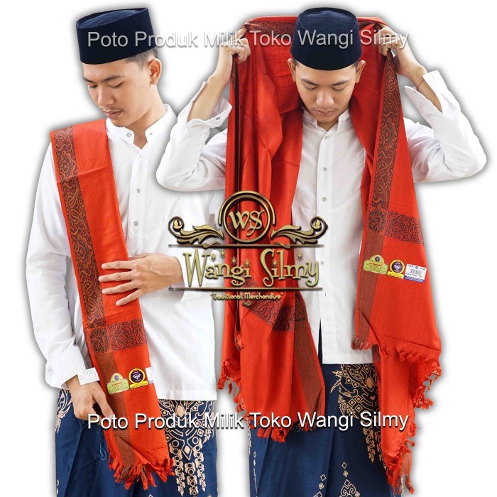 Sorban Sorban Kashmiri Made In India Original Kasmiri Shawl Hitam Coklat Emas - Merah Bata arab panj