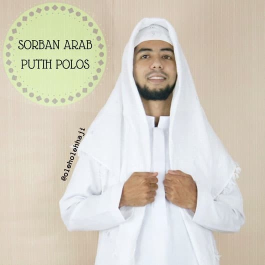Sorban Sorban Arab Putih Polos/Sorban Surban Haji/Sorban Tenun/Oleh Oleh Haji arab panjang motif