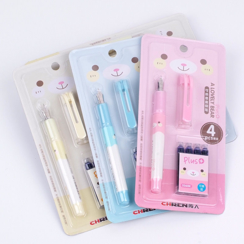

Primary School Students Writing Direct Liquid Fountain Pen with Replaceable Ink Cartridges Set