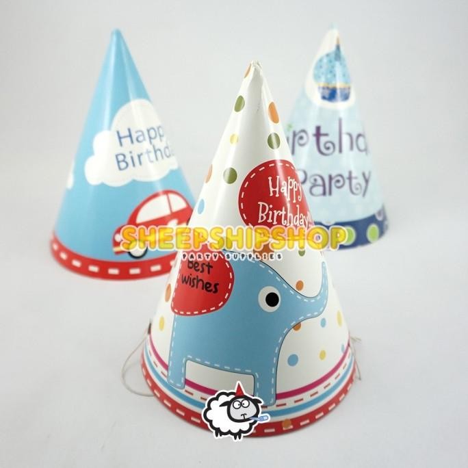 +++++] TOPI ULANG TAHUN KERUCUT BESAR ANAK Mobil Gajah Cupcake Cone Birthday