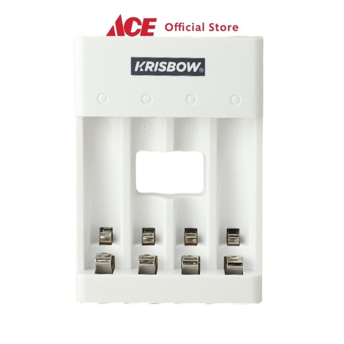 Krisbow Charger Baterai 4 Slot Aa/Aaa Fast Charging Casan Batre Isi Ulang Peralatan Elektronik Alat