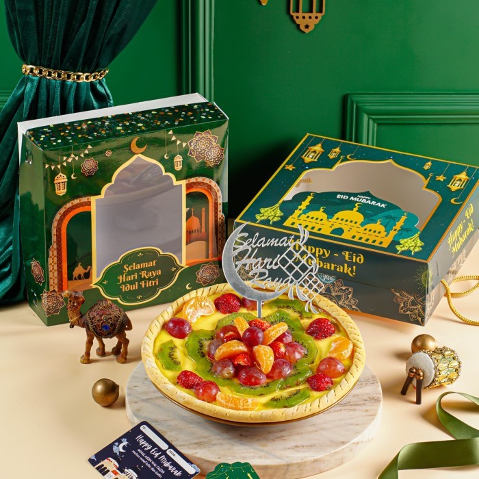 

New! Hampers idul Fitri paket tart susu buah box card spunbond Lebaran