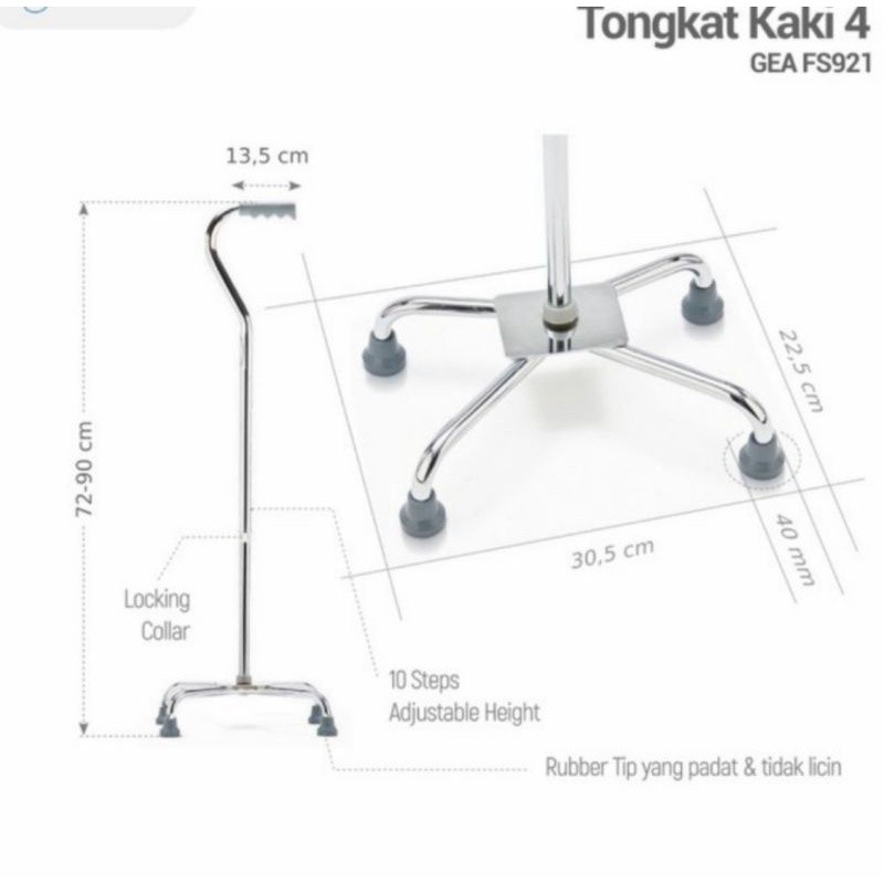 GEA Tongkat 4 Kaki Alat Bantu Jalan GEA FS921