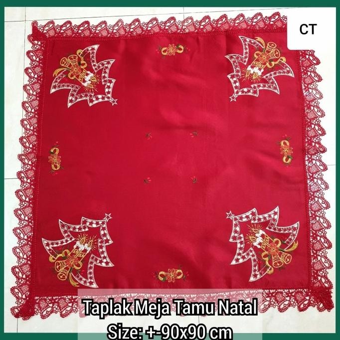 taplak meja tamu natal mewah - taplak natal