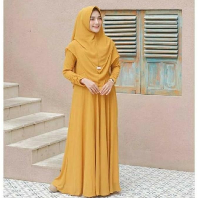 Gamis Set Syari / Jilbab 2 Layer Gamis Syari Jumbo Murah Ukuran