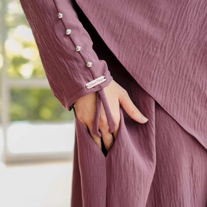 Jabayaska - Abaya Gamis Aesthetic Naura Set French Khimar Cadar Cantik Muslim Wanita Dress Kondangan