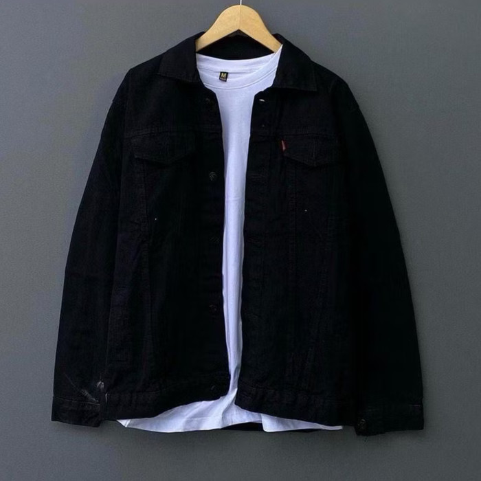 Jaket jeans Denim Hitam Premium Unisex / Jeans Hitam Pria Wanita