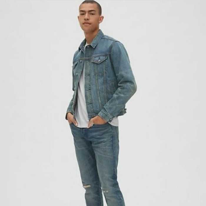 Jaket Denim GAP Ripped Washed trucker ORI