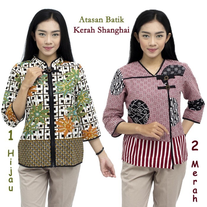 Atasan Batik_Blouse Batik_Atasan Batik Kerja_Batik Kerah Shanghai