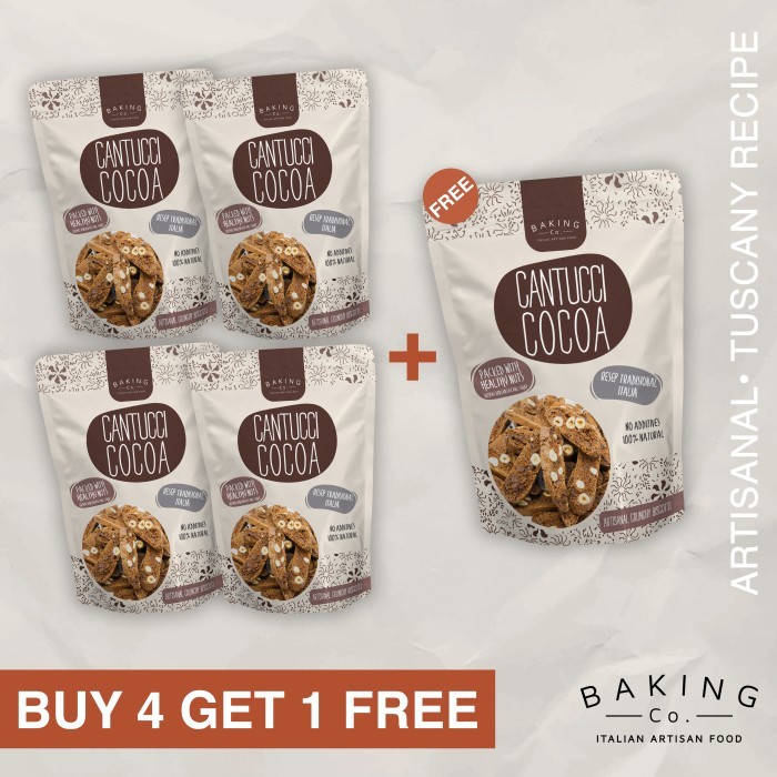 

Biscotti Cantucci Cocoa BakingCo - Deal Family Pack Buy 4 get 1 Free
