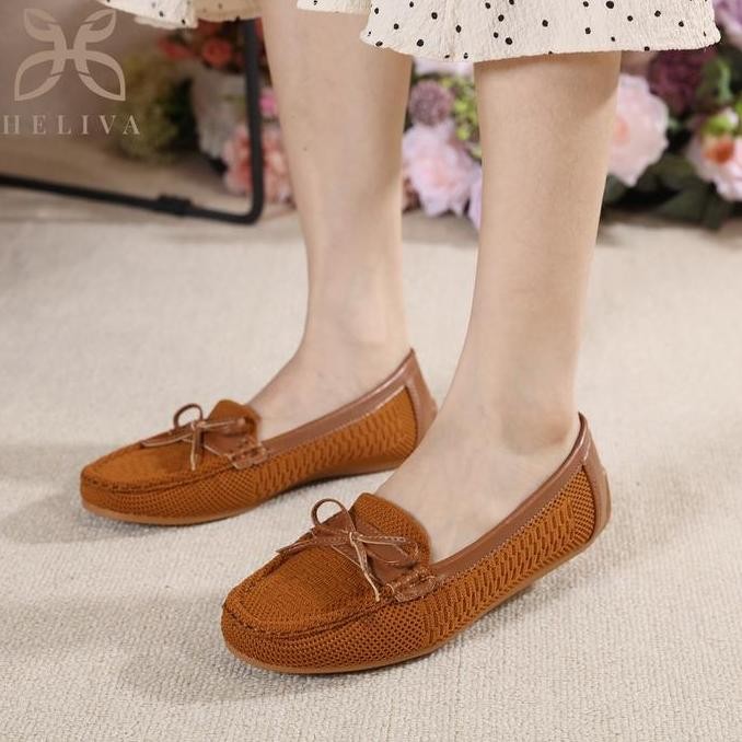 VALENCIA Sepatu Flat Loafer Sol 1cm Wanita Warna Blue Brown Apricot Pink Black Ukuran 36 37 38 39 40