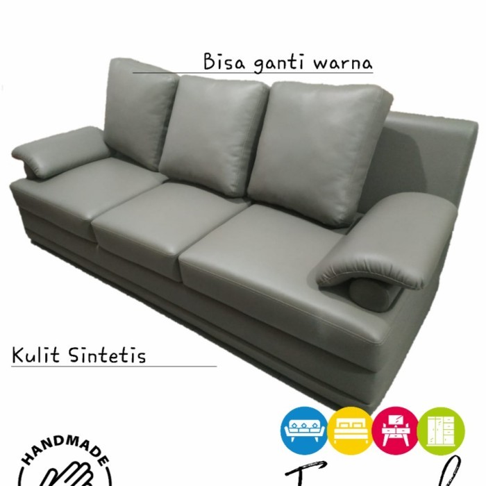 SOFA NIMALIS KULIT PANJANG 3 SEATER SILICONE HEYO FREE BANTAL