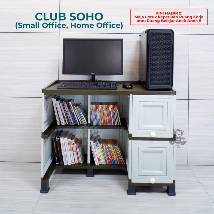 CLUB PAKET MEJA KANTOR SOHO-1 / LEMARI CABINET + MEJA BELAJAR PLASTIK