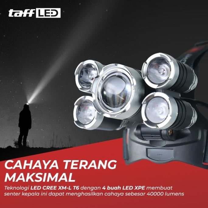 Senter led kepala senter head lamp Led light Cree Xml T6 40 rb lumens Terlaris