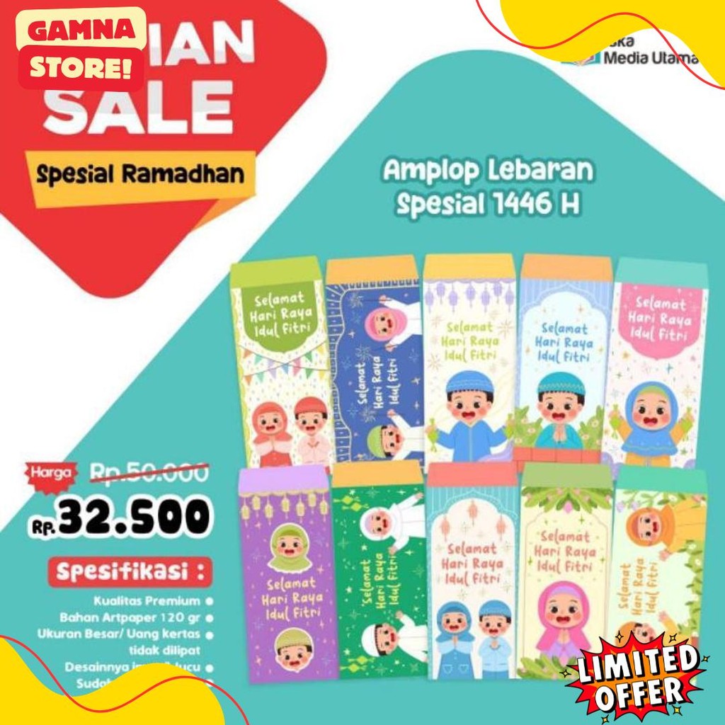 

Ready Amplop Lebaran Edisi 2025 1 Paket Isi 50 Pcs Iska Media Utama - Amplop Lebaran Lucu - Amplop Lebaran Murah - Desain Unik - Uang Terlengkap Dan Termurah
