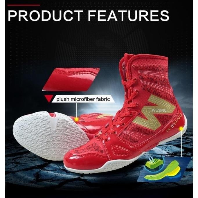 WESING Boxing SHOES / Sepatu Tinju WESING - RED Terlaris