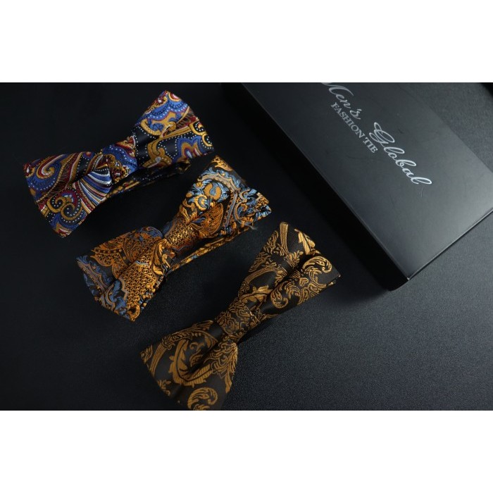 Dasi Kupu Kupu / Bowtie Wedding - Event - MC MIX BIRU HITAM Corak Motif Batik