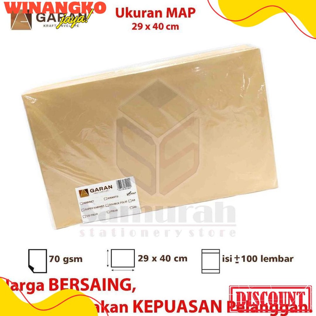 

Amplop Kertas Coklat Garan Ukuran Map 29 X 40 Cm / Amplop Dokumen Besar 1 Pak Isi 100 Lembar Tebal 70 Gsm / Gram 29X40 Diskon Setengah Harga