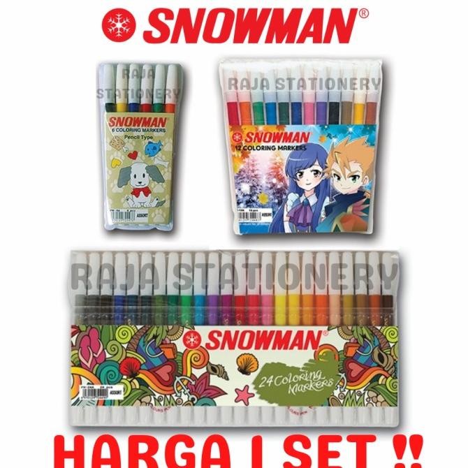 Spidol Colouring Marker Colours / Spidol Snowman 6 12 24 Warna Warni