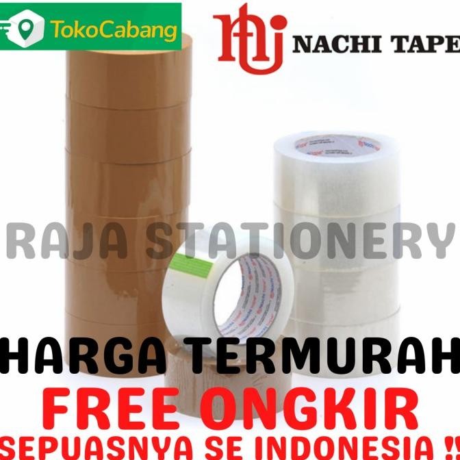 

Nachi Tape 48mm / Lakban OPP Nachi 100 Yard Bening Coklat Plakban